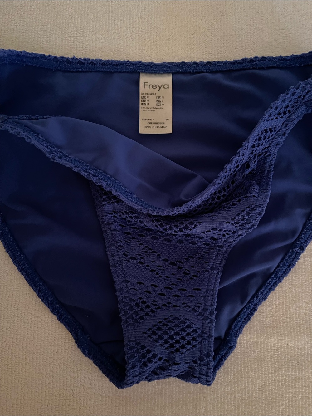 Freya Blue Crochet Tie-Side Bikini Bottom - NWOT - Medium - Picture 4 of 5